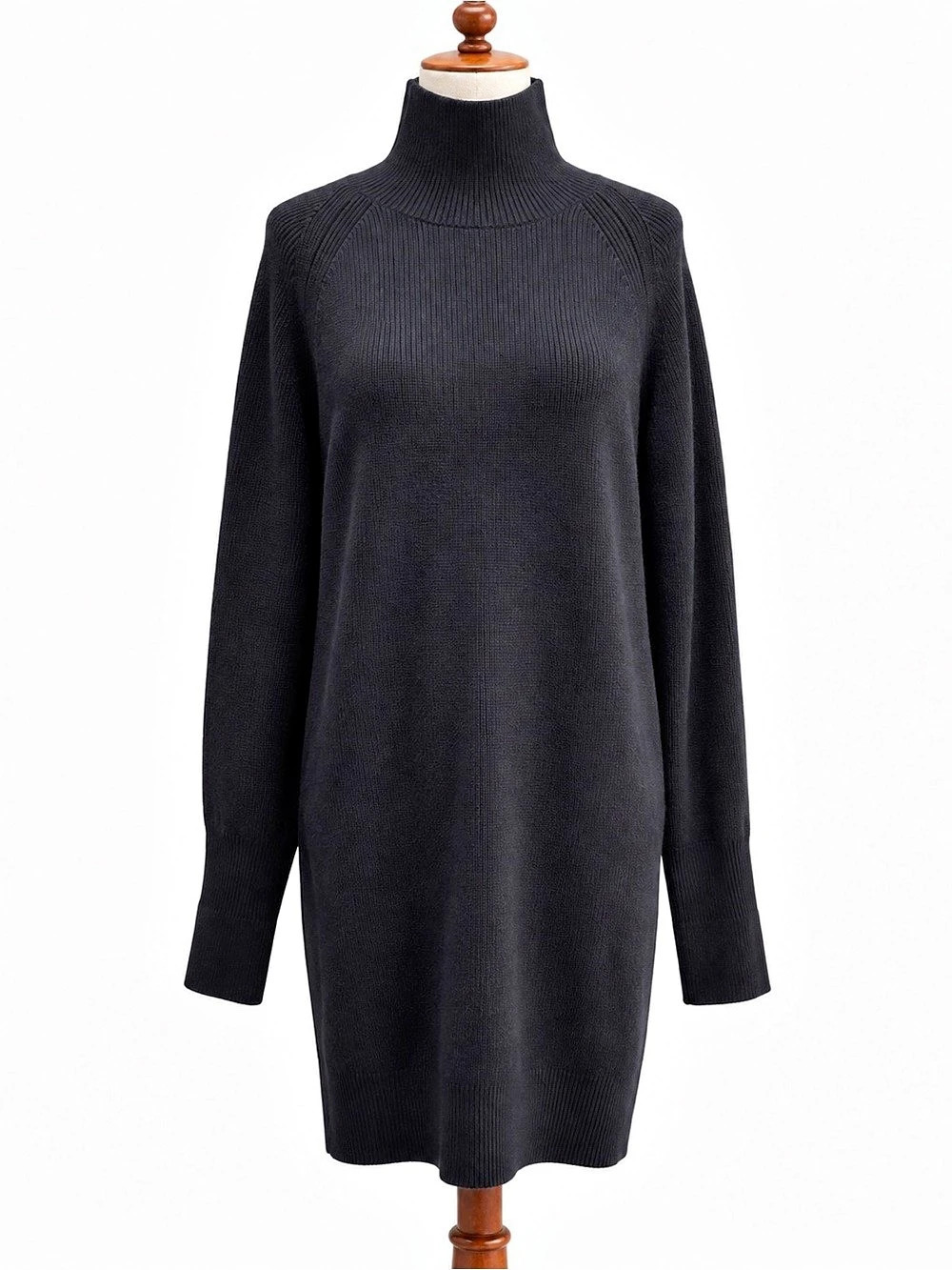 Banana Republic Turtleneck Sweater Dress in Responsible Wool Black Merino Wool